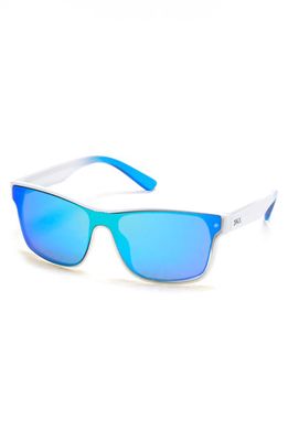 SKECHERS Mirrored Shield Sunglasses in White /Blue Mirror
