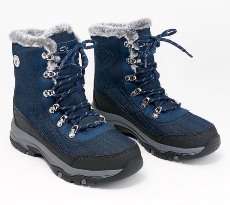 Skechers Trego Waterproof Lace Up Winter Boots- Cold Blues
