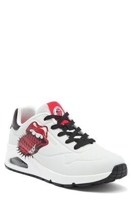 SKECHERS Uno Rolling Stones Sneaker in White/Black