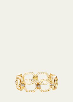 Skeleton Bracelet in Yellow Gold with Diamond Links & Clasp, Size Small