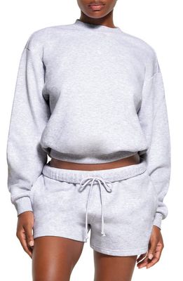 SKIMS Cotton Blend Fleece Crewneck Sweatshirt in Light Heather Gray