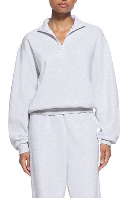 SKIMS Cotton Blend Fleece Half Zip Sweatshirt in Light Heather Gray