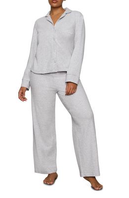 SKIMS Cotton Blend Jersey Pajamas in Light Heather Grey