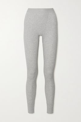 Skims - Cotton Collection Ribbed Cotton-blend Jersey Leggings - light Heather Grey