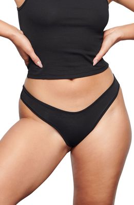 SKIMS Cotton Rib Dipped Thong in Soot