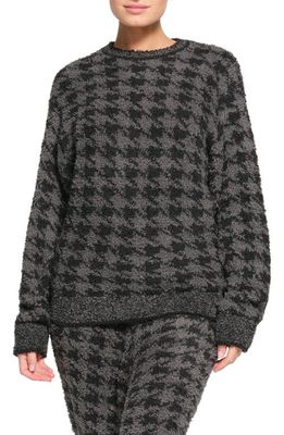 SKIMS Cozy Knit Pullover Sweatshirt in Houndstooth Onyx