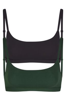 SKIMS Fits Everybody Assorted 2-Pack Scoop Bralettes in Spruce & Onyx