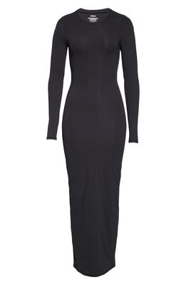SKIMS Fits Everybody Long Sleeve Body-Con Dress in Onyx