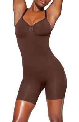 SKIMS Seamless Sculpt Mid Thigh Bodysuit in Cocoa