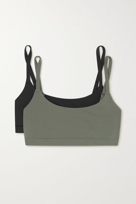 Skims - Set Of Two Fits Everybody Scoop Stretch-jersey Bralettes - Juniper Multi
