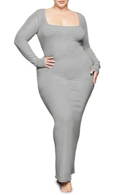 SKIMS Soft Lounge Long Sleeve Dress in Heather Gray Foil