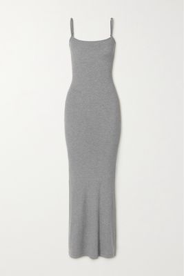 Skims - Soft Lounge Ribbed Stretch-modal Jersey Maxi Dress - Heather Grey