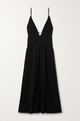 Skin - Aaliyah Tiered Organic Pima Cotton-jersey Midi Dress - Black