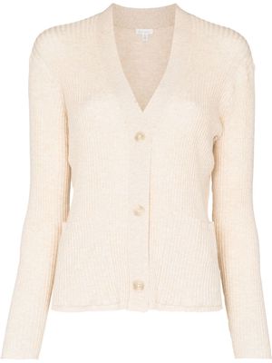 Skin ribbed V-neck cardigan - Neutrals