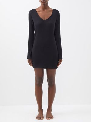 Skin - Romina Ribbed Pima-cotton Nightdress - Womens - Black