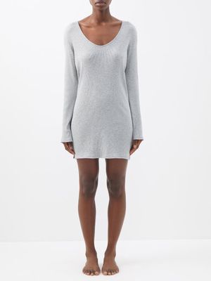 Skin - Romina Ribbed Pima-cotton Nightdress - Womens - Light Grey