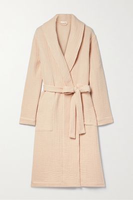 Skin - Zoey Belted Crinkled Cotton-gauze Robe - Pink