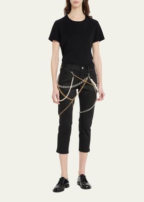 Skinny-Leg Crop Jeans with Drape Chains