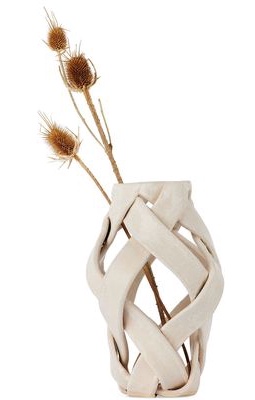 SKINNY Off White Ceramic Woven Vase