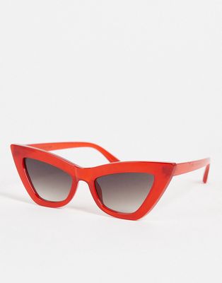 Skinnydip cateye sunglasses in red with tinted lens