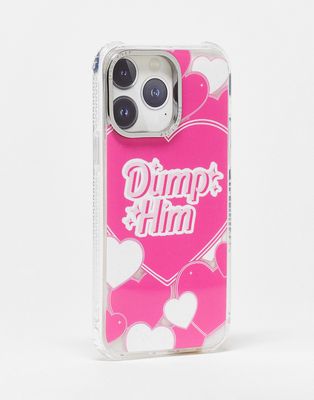 Skinnydip Dump Him heart slogan iphone case in pink