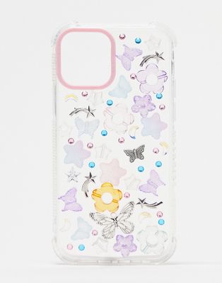 Skinnydip iphone case with all over butterfly print in pastel gem-Multi