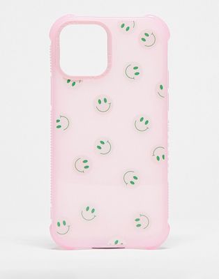 Skinnydip iphone case with smile face print in pink