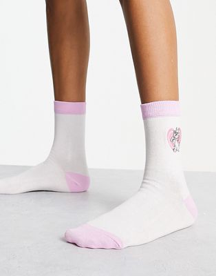 Skinnydip Marie socks in pink and white-Multi
