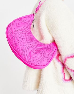 Skinnydip padded shoulder bag in heart print nylon-Pink