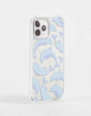 Skinnydip phone case in blue dolphin print