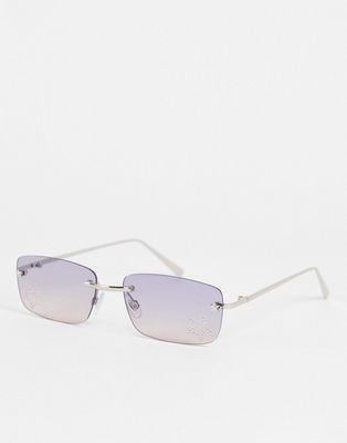 Skinnydip rimless square sunglasses with gray smoked lens-Neutral