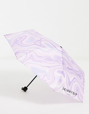 Skinnydip umbrella in purple swirl print-Pink