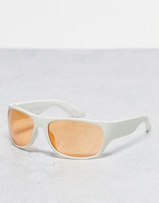 Skinnydip visor sunglasses in white with orange lens-Clear