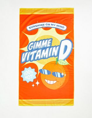 Skinnydip Vitamin D slogan towel in orange