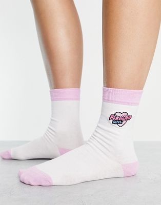 Skinnydip x Powerpuff Girls socks in pink and white-Purple