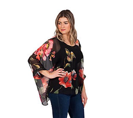 Skinnytees Missy 3/4-Length Sleeve Floral Top