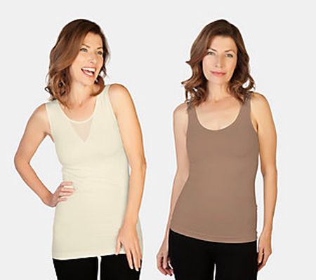 Skinnytees Missy Set of 2 V-Neck & Scoop Neck T ank Tops