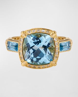 Sky Blue Topaz and White Sapphire Ring, Size 7