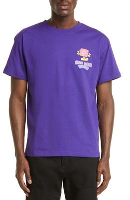 Sky High Farm Workwear Flatbrush Organic Cotton Graphic T-Shirt in Purple