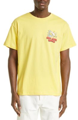 Sky High Farm Workwear Flatbrush Organic Cotton Graphic T-Shirt in Yellow