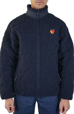 Sky High Farm Workwear Gender Inclusive Quilted Recycled Wool Blend Fleece Jacket in Navy