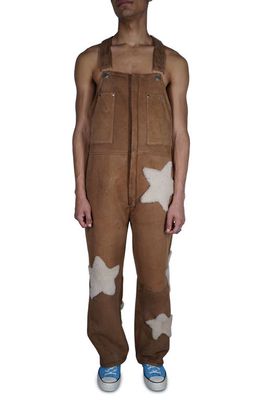 Sky High Farm Workwear Gender Inclusive Star Genuine Shearling Overalls in Camel