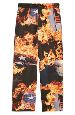 Sky High Farm Workwear Gender Inclusive World is Burning Cotton Chinos in Black Print