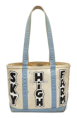 Sky High Farm Workwear Painted Letters Canvas Tote in Blue/Tan
