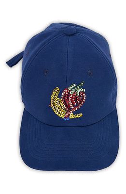 Sky High Farm Workwear Sequin Logo Organic Cotton Baseball Cap in Blue