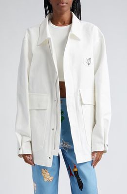 Sky High Farm Workwear x Alastair McKimm Gender Inclusive Feed the People Recycled Organic Cotton Canvas Workwear Jacket in White