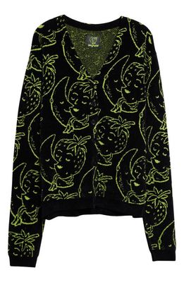 Sky High Farm Workwear x Heidi Bivens Gender Inclusive Jacquard V-Neck Cardigan in Black