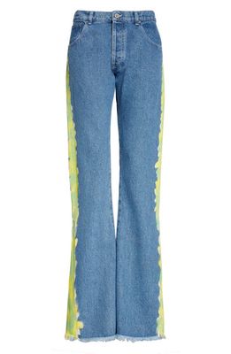 Sky High Farm Workwear x Quil Lemons Gender Inclusive High Waist Painted Flare Jeans in Light Blue