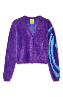 Sky High Farm Workwear x Quil Lemons Gender Inclusive Swirl Fluffy Cardigan in Purple