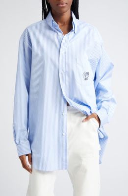 Sky High Farm Workwear x Samira Nasr Gender Inclusive Stripe Cotton Button-Down Shirt in Stripe 1